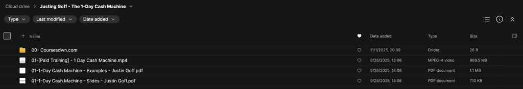 Justing Goff – The 1-Day Cash Machine