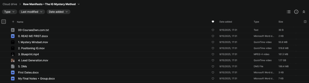 Raw Manifesto – The IG Mystery Method